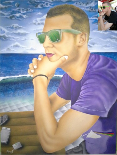Painting titled "Philippe Fostier" by Flooyd, Original Artwork, Airbrush