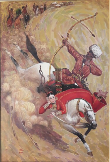 Peinture intitulée "Love and danger" par Gochmuradov Gahryman, Œuvre d'art originale, Huile