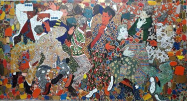 Malarstwo zatytułowany „Friends dancing” autorstwa Gochmuradov Gahryman, Oryginalna praca, Olej