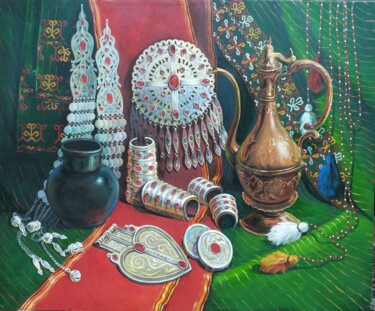 Painting titled "Natýumort" by Gochmuradov Gahryman, Original Artwork, Oil