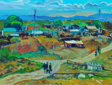 Pintura titulada "Village Kör çaŷ" por Gochmuradov Gahryman, Obra de arte original, Oleo