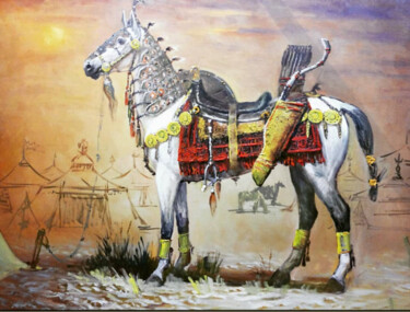 Ζωγραφική με τίτλο "King horse" από Gochmuradov Gahryman, Αυθεντικά έργα τέχνης, Ακρυλικό