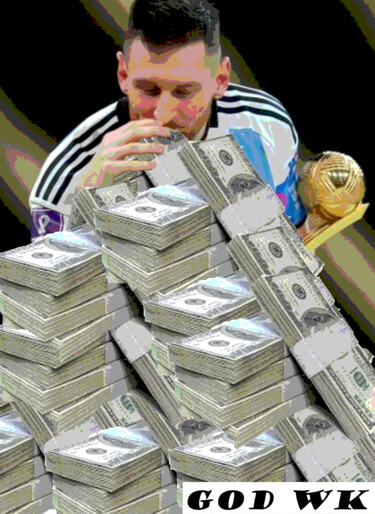 Grafika cyfrowa / sztuka generowana cyfrowo zatytułowany „Messi Money” autorstwa God Wk, Oryginalna praca, Kolaż cyfrowy