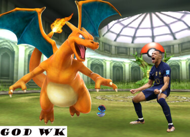 mbappé champion pokémon Arte digitale intitolato "mbappé champion pok…" da God Wk, Opera d'arte originale, Collage digitale