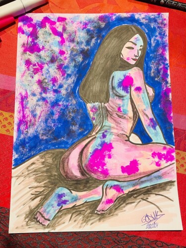 Drawing titled "dessin érotique n°2" by God Wk, Original Artwork, Marker