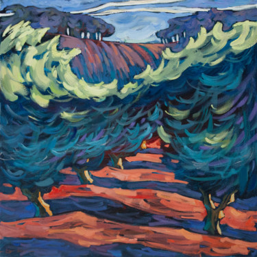 Картина под названием "Olive grove" - Laima Goda, Подлинное произведение искусства, Масло