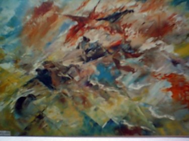 Painting titled "Abstraction" by Roger Godart, Original Artwork, Oil