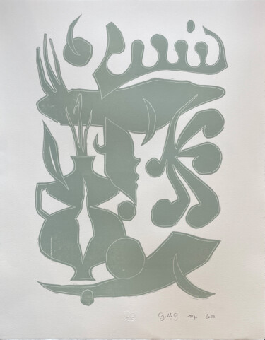 Incisioni, stampe intitolato "Sans titre (vert)" da Goddog, Opera d'arte originale, Litografia