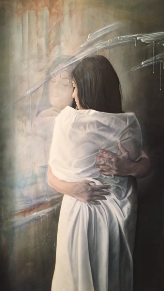 Painting titled "Embrace" by Ignác Godó, Original Artwork, Oil