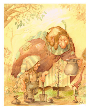Schilderij getiteld "Plante-rêve" door Godo, Origineel Kunstwerk, Inkt