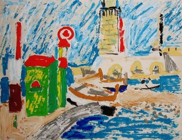 Drawing titled "PORT D'ANTIBES" by Goergette Goy, Original Artwork, Other