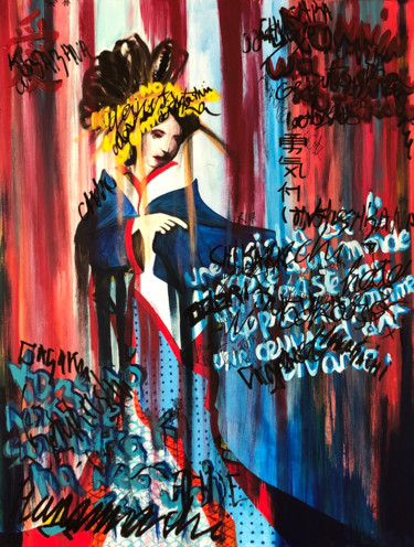 Painting titled "Première Geisha" by Léa Joubert, Original Artwork, Acrylic