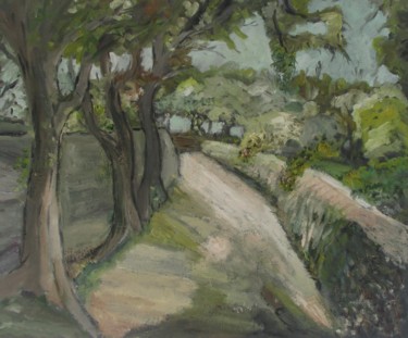 Pintura titulada "Path with trees." por Ferran Gomila, Obra de arte original, Oleo