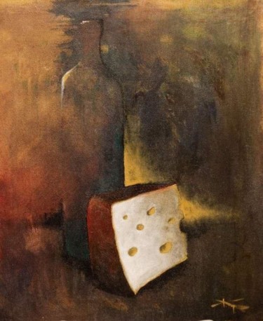Painting titled "CHEESE" by Roman Kvidko, Original Artwork, Acrylic