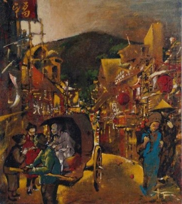 Painting titled "Van-Chai evening" by Roman Kvidko, Original Artwork, Acrylic