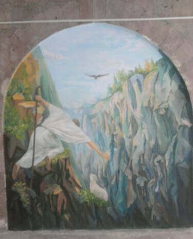 Painting titled "На стене" by Gohar Papikyan, Original Artwork, Oil