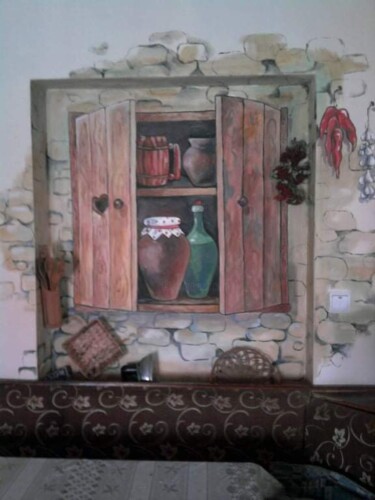 Schilderij getiteld "Kitchen" door Gohar Papikyan, Origineel Kunstwerk, Olie