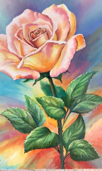Painting titled "Rose" by Gohar Papikyan, Original Artwork, Oil