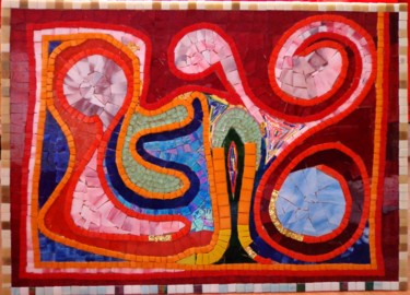 Artesanía titulada "New Horizons Mosaic…" por Goksen Parlatan, Obra de arte original, Decoración del hogar