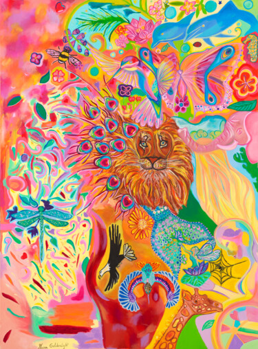 Peinture intitulée "Lion gate" par Goldenlight, Œuvre d'art originale, Huile