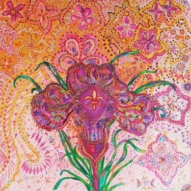 Painting titled "Iris and the triple…" by Goldenlight, Original Artwork, Oil