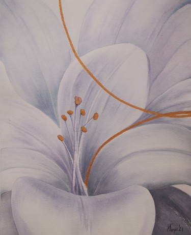 Painting titled ""Tenderness 2. Lily"" by Valeriia Kempi, Original Artwork, Watercolor