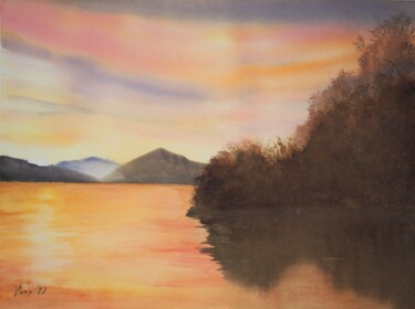 Картина под названием ""At sunset of the d…" - Валерия Кемпи, Подлинное произведение искусства, Акварель