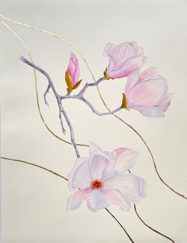 Painting titled ""The blossom of mag…" by Valeriia Kempi, Original Artwork, Watercolor