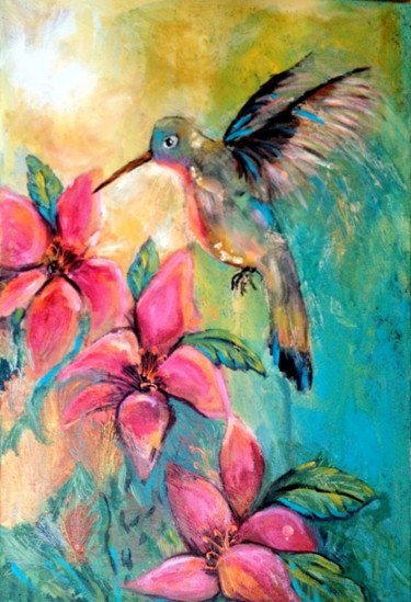 Peinture intitulée "colibri.jpg" par Annie Chapdelaine, Œuvre d'art originale, Huile