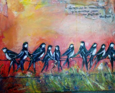 Painting titled "Oiseaux sauvages et…" by Annie Chapdelaine, Original Artwork