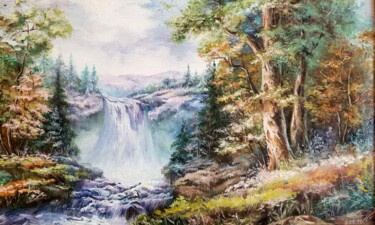 绘画 标题为“Водопад” 由Goldzboro, 原创艺术品, 油 安装在木质担架架上