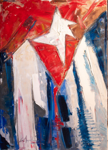 Painting titled "Ay Cuba que si, que…" by Golgota, Original Artwork, Oil Mounted on Wood Stretcher frame