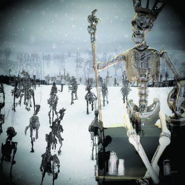 Digitale Kunst mit dem Titel "Der Kriegskönig" von Golly Hertlein, Original-Kunstwerk, Digitale Malerei Auf Keilrahmen aus H…