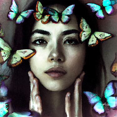 Digitale Kunst mit dem Titel "Schmetterlinge" von Golly Hertlein, Original-Kunstwerk, Digitale Malerei