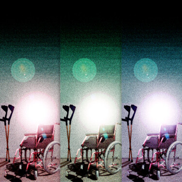 Digitale Kunst getiteld "Rollstuhl und Krück…" door Golly Hertlein, Origineel Kunstwerk, Digitaal Schilderwerk