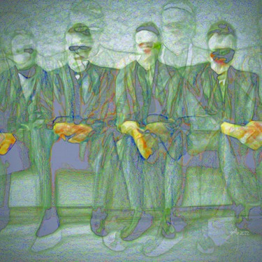 Digitale Kunst mit dem Titel "Vier Männer" von Golly Hertlein, Original-Kunstwerk, Digitale Malerei