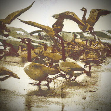 Digitale Kunst mit dem Titel "Seevögel" von Golly Hertlein, Original-Kunstwerk, Digitale Malerei