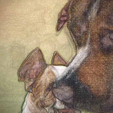 Digital Arts titled "Verliebte Hunde" by Golly Hertlein, Original Artwork, Digital Painting
