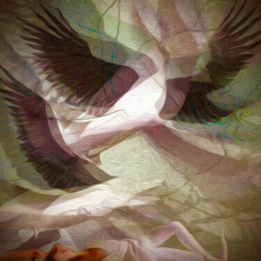 Digitale Kunst mit dem Titel "Traum vom Fliegen" von Golly Hertlein, Original-Kunstwerk, Digitale Malerei Auf Keilrahmen aus…