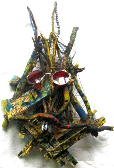 Sculpture intitulée "Mr Monthy" par Yuliya Golovina, Œuvre d'art originale, Bois