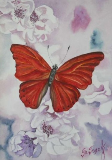 Картина под названием "" Бабочка красавица…" - Татьяна Головко, Подлинное произведение искусства, Акварель