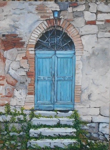 Painting titled "" За дверью тайна "" by Tatiana Golovko, Original Artwork, Oil