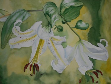Картина под названием "" Лилии красивы и ч…" - Татьяна Головко, Подлинное произведение искусства, Акварель