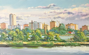 Картина под названием "Городской пейзаж" - Дмитрий Гольц, Подлинное произведение искусства, Масло