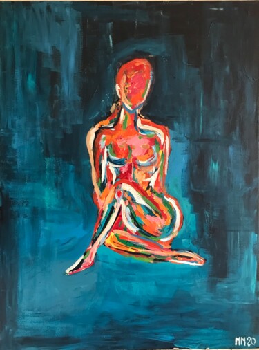 Malerei mit dem Titel "Femme assise" von Gomariart, Original-Kunstwerk, Acryl