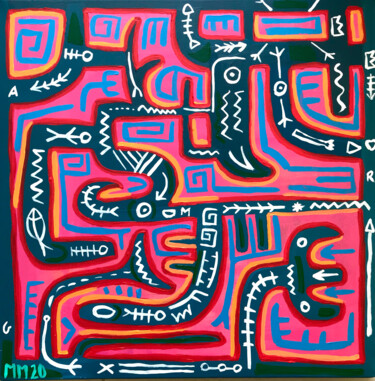 Schilderij getiteld "MAZE" door Gomariart, Origineel Kunstwerk, Acryl