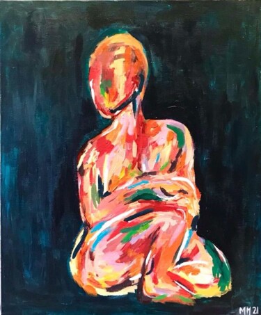 Painting titled "femme assise N2" by Gomariart, Original Artwork, Acrylic