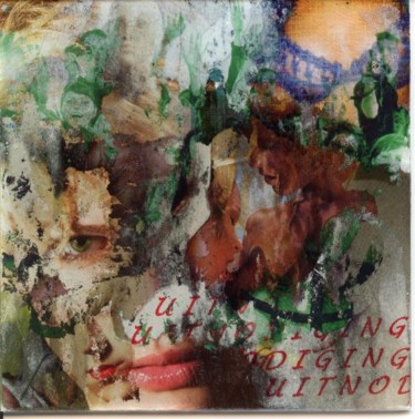 Collagen mit dem Titel "Uitnodiging" von Kv, Original-Kunstwerk