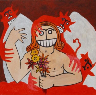 Pintura intitulada "Anjo da guarda 2" por Gonçalo Condeixa, Obras de arte originais