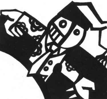 Desenho intitulada "Pega de caras" por Gonçalo Condeixa, Obras de arte originais